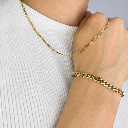 Combo Cubana Mukura (Cadena + Pulsera) Oro Laminado 18K