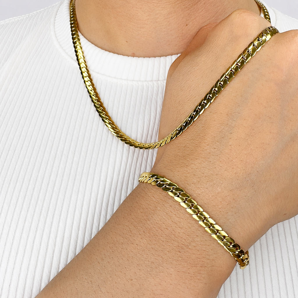 Combo Serpiente Mukura (Cadena + Pulsera) Oro Laminado 18K