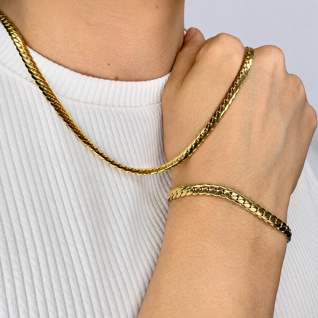 Combo Serpiente Mukura (Cadena + Pulsera) Oro Laminado 18K