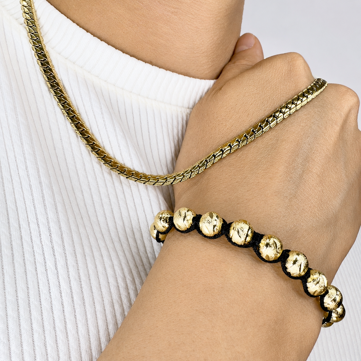 Conjunto Ata Mukura (Cadena + Manilla) Oro Laminado 18K