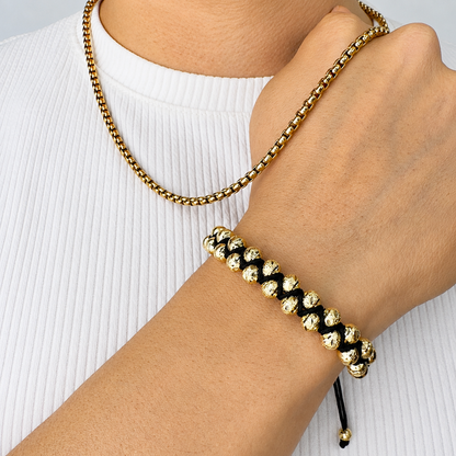 Conjunto Mica Mukura (Cadena + Manilla) Oro Laminado 18K