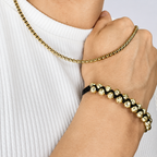 Conjunto Mica Mukura (Cadena + Manilla) Oro Laminado 18K