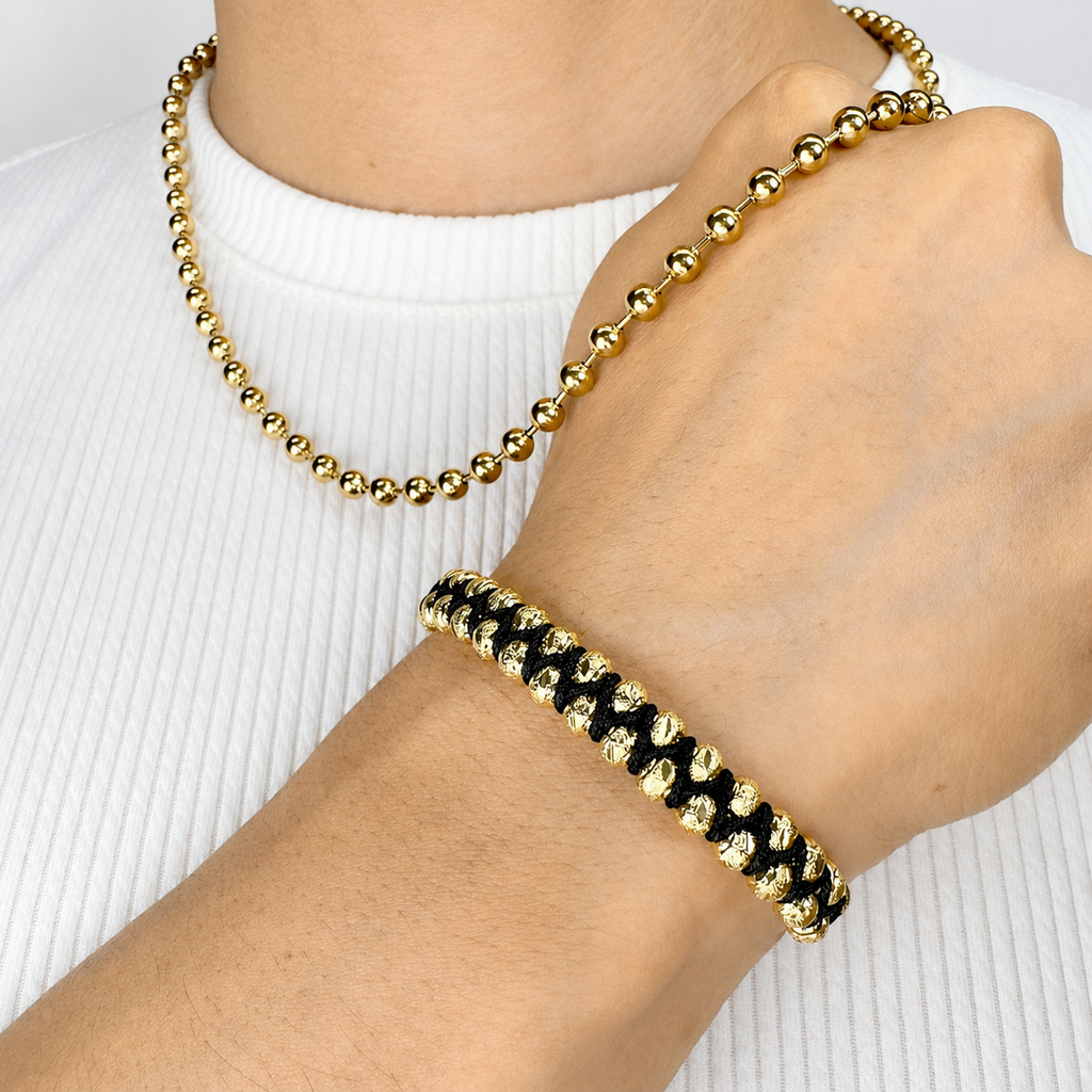 Conjunto Zipa Mukura (Cadena + Manilla) Oro Laminado 18K