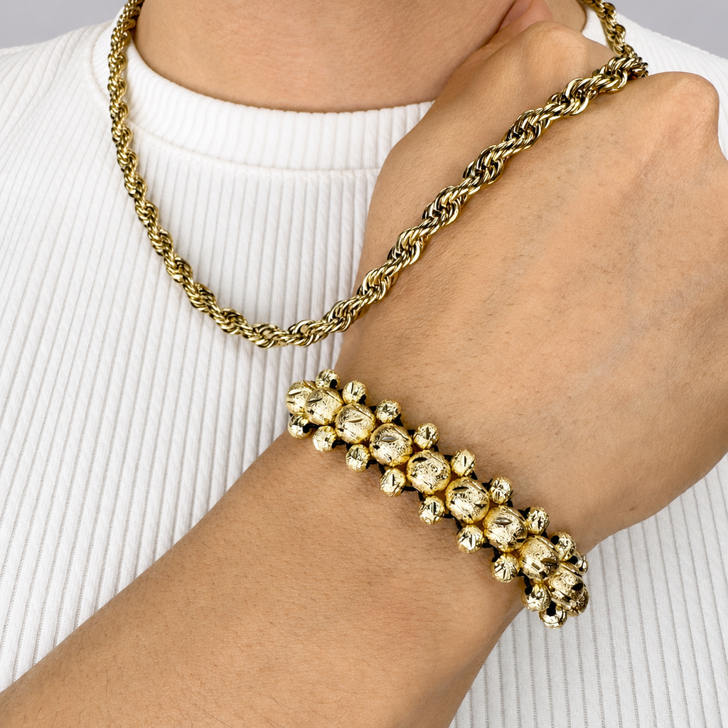 Conjunto Baté Mukura (Cadena + Manilla) Oro Laminado 18K