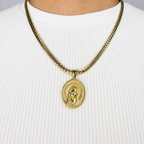 Combo Cadena Grabada + Dije Virgen Oro Laminado 18K