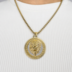 Combo Cadena Veneciana + Dije León Oro Laminado 18K
