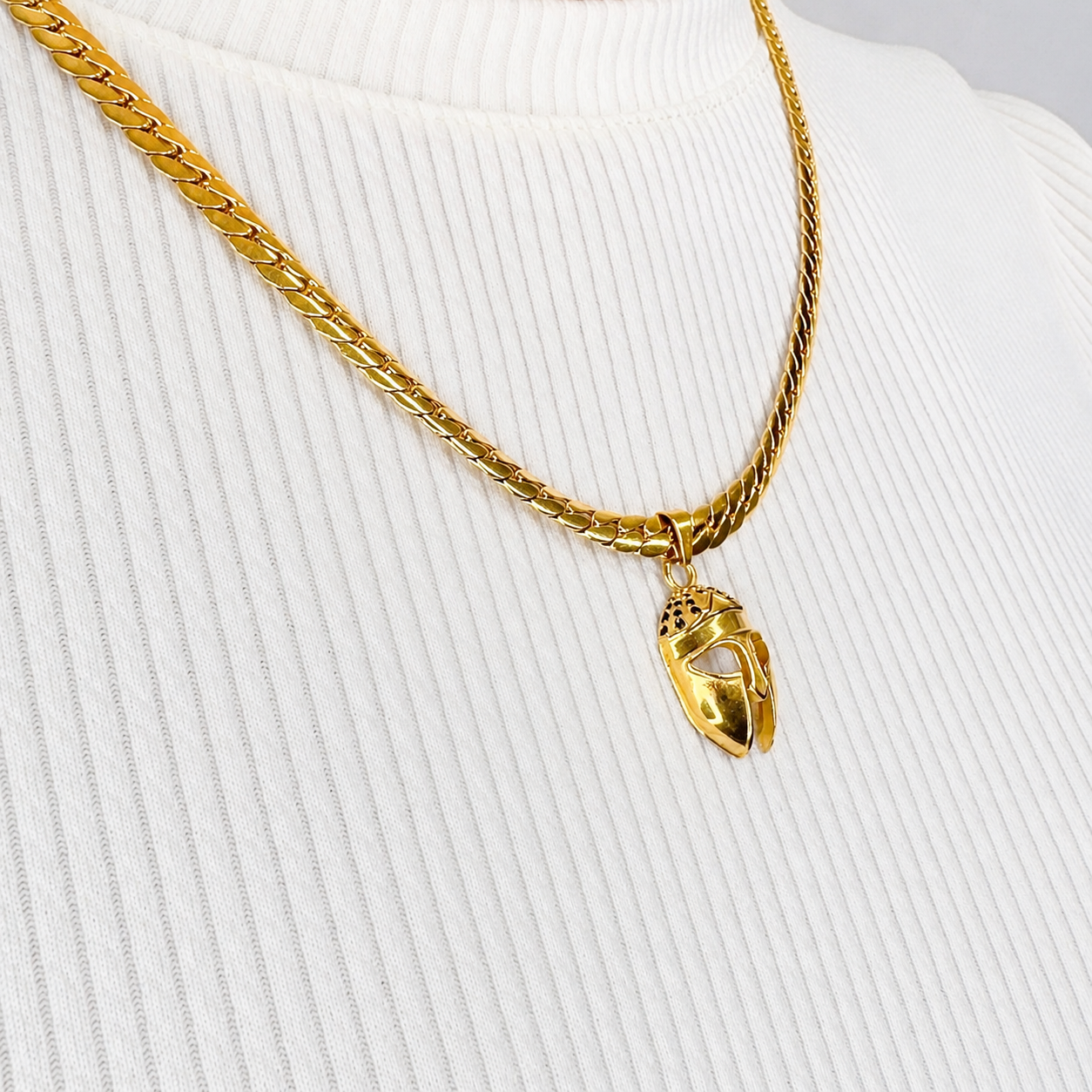 Combo Cadena Serpiente + Dije Gladiador Oro Laminado 18K