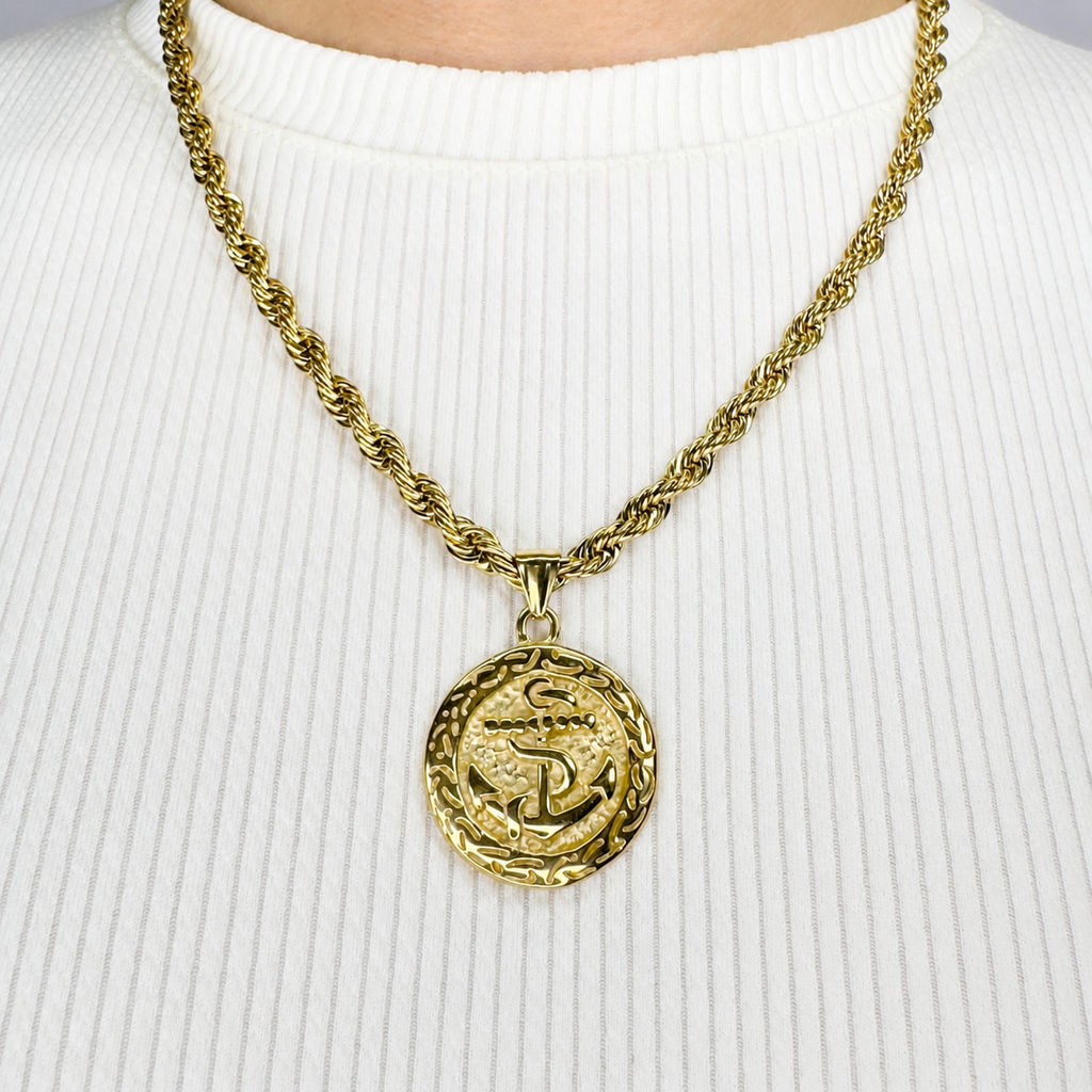 Combo Cadena Lazo + Dije Ancla Oro Laminado 18K