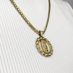 Combo Cadena Grabada + Dije Virgen Piedras Oro Laminado 18K