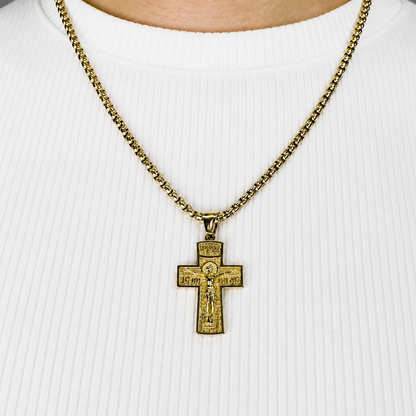 Combo Cadena Veneciana + Dije Cristo Relieve Oro Laminado 18K