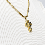 Combo Cadena Veneciana + Dije Cristo Relieve Oro Laminado 18K
