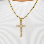 Combo Cadena Militar + Dije Cruz Piedras Oro Laminado 18K
