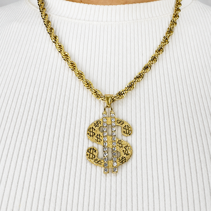 Combo Cadena Lazo + Dije Dolar Oro Laminado 18K