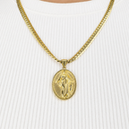 Combo Cadena Grabada + Dije Jesús Resucitado Oro Laminado 18K